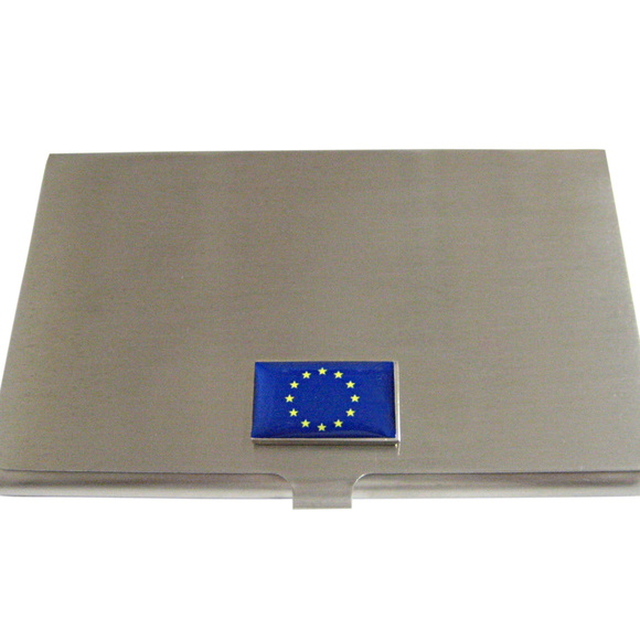 Credit card with European Union flag background for bank  European Union Flag Business Card Holder